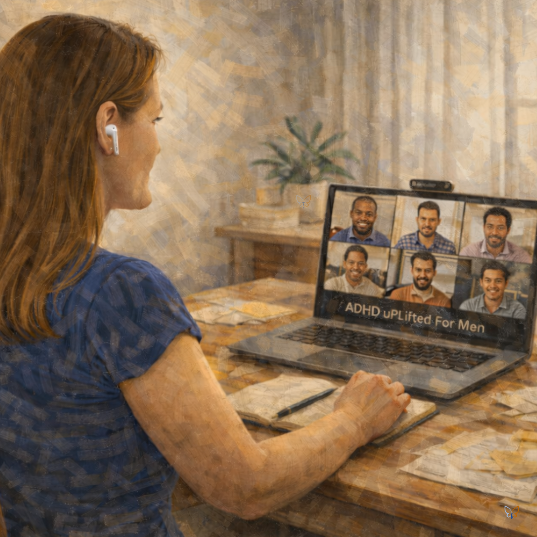 ADHD Life Coaching in a virtual group coaching call for ADHD uPLifted for Men