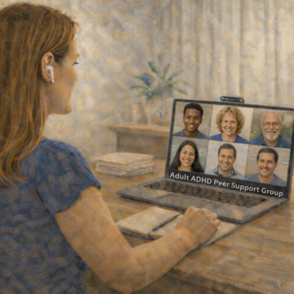 ADHD Life Coach facilitating Virtual Peer Support Group